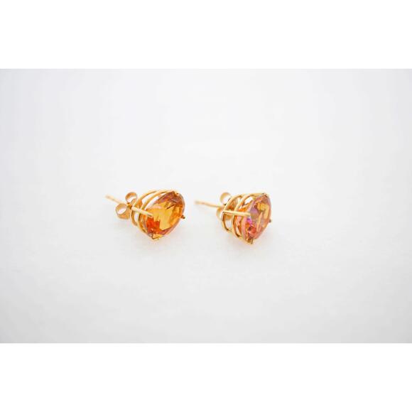 14k Yellow Gold 8.00 TCW Mystic Topaz Stud Earrings Estate Sale Item